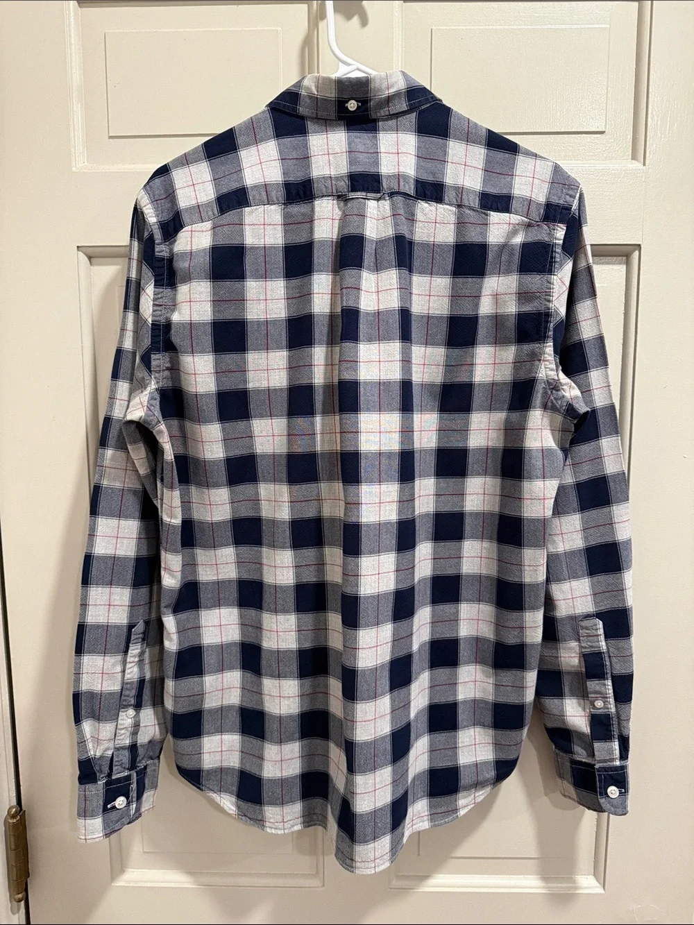 J. Crew Oxford Slim Fit Button Down Plaid Flannel Navy/White/Red Size M